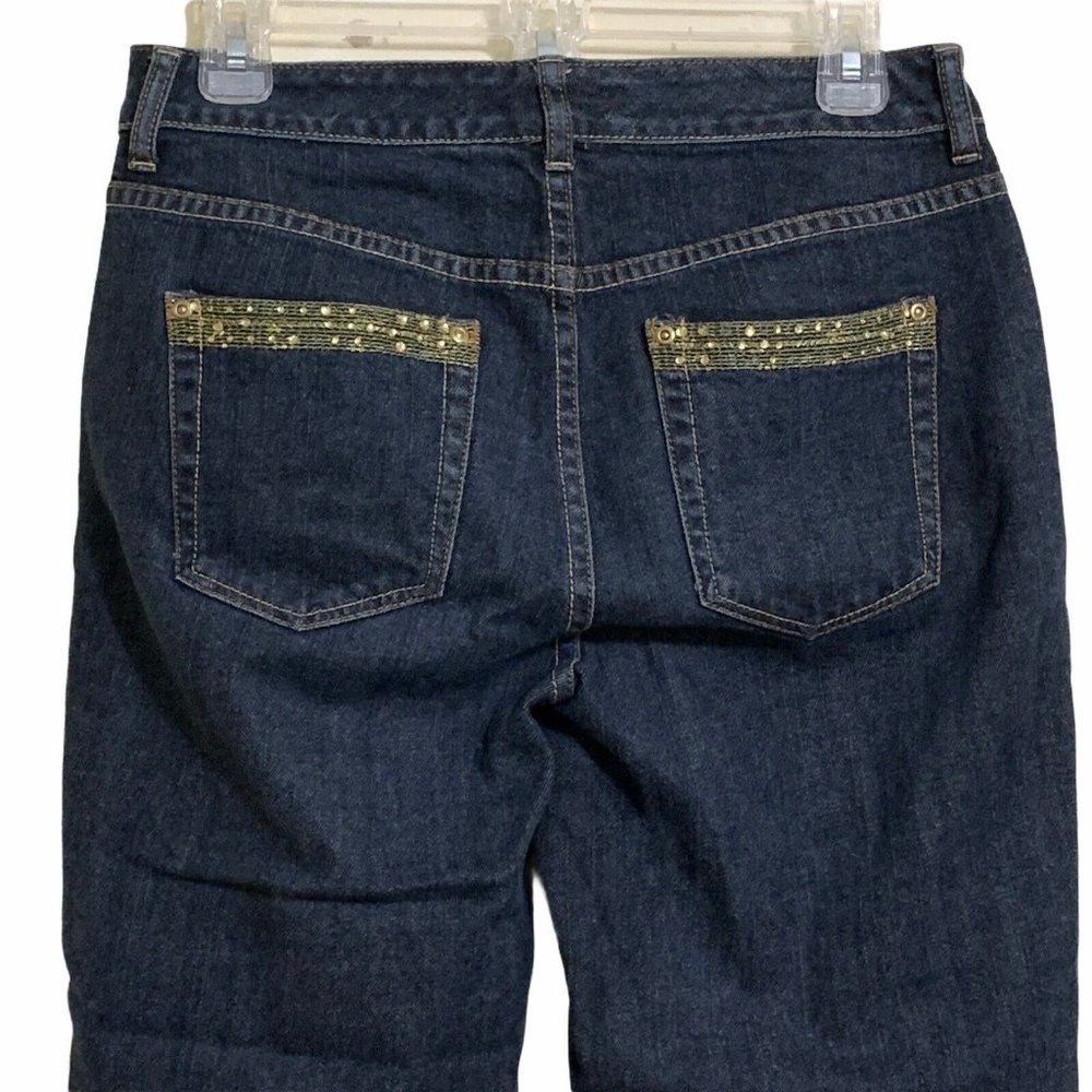 Chicos Platinum Jeans Jennie M Crop Pants Size 0.5 Bling Stretch Waist 14.5" - Picture 4 of 6